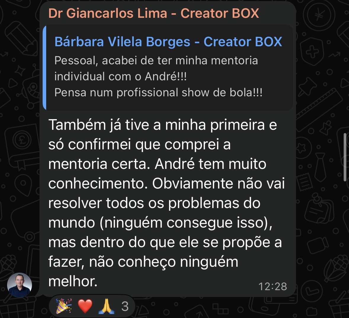Depoimento de aluno