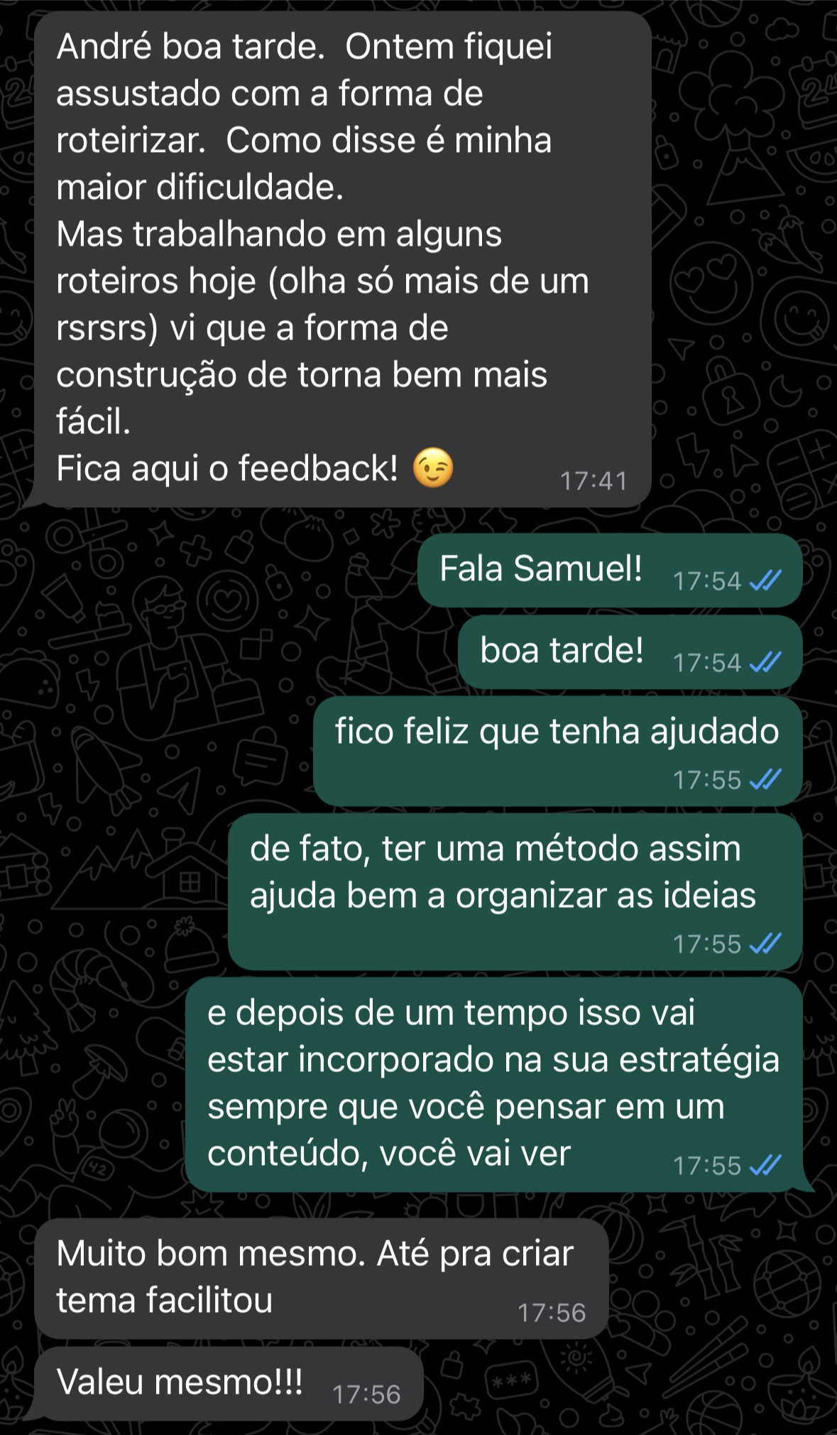 Depoimento de aluno